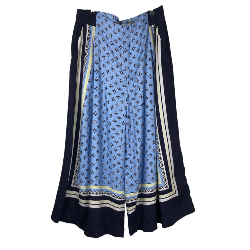 Maeve Light Blue & Navy Wide-Leg Printed Culottes - Picture 4 of 16
